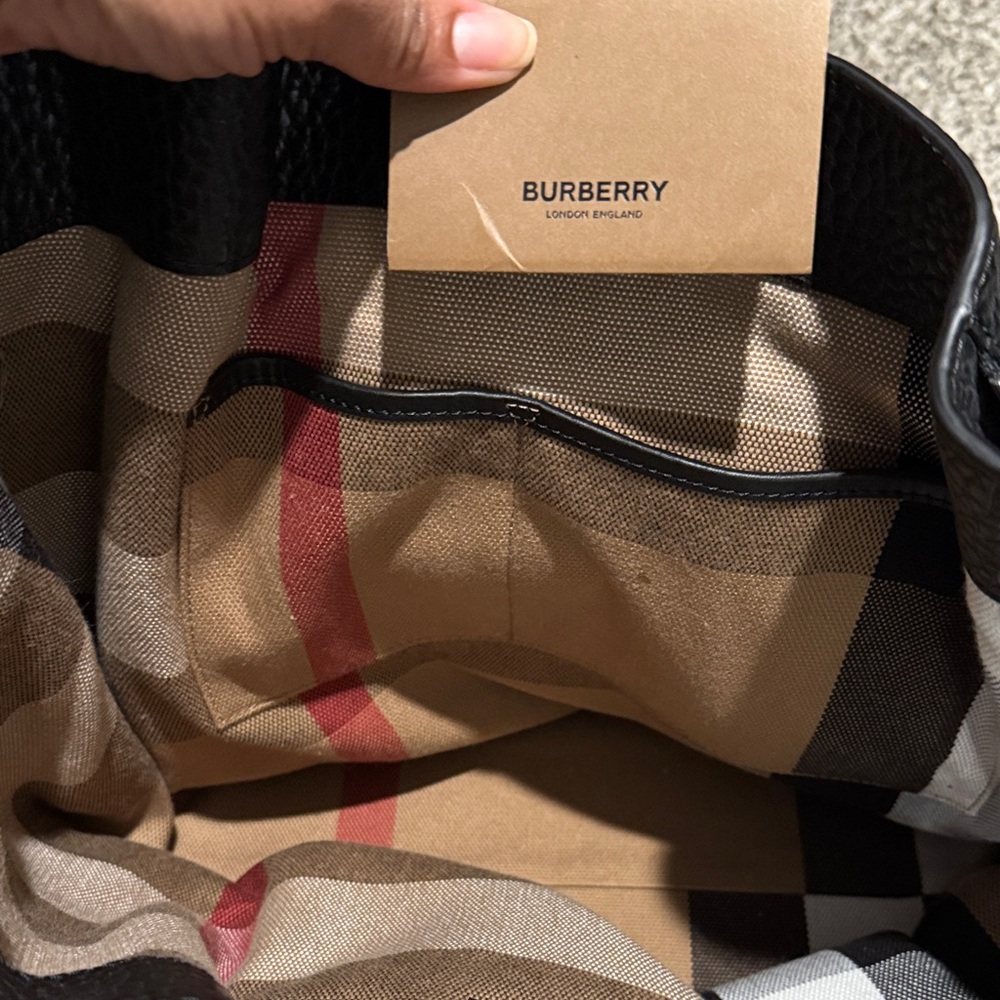 SOLD Burberry Textured Black Leather Shoulder Tote - Picture 12 of 15